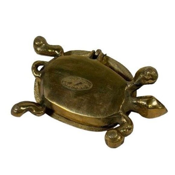 Solid Brass Turtle Trinket Jewelry Box Ashtray Hinged Lid Antique Vintage MCM - Picture 11 of 11